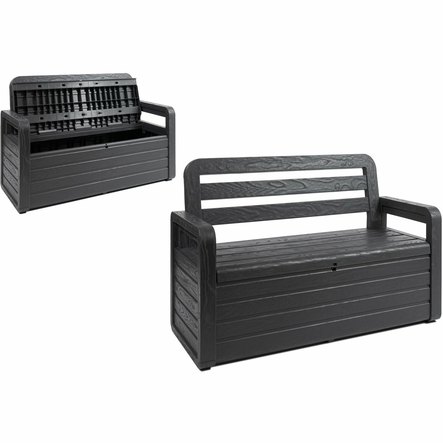 TOOMAX - Cassapanca con seduta 2 posti e vano interno da 263 litri Antracite - h89x132x58 cm